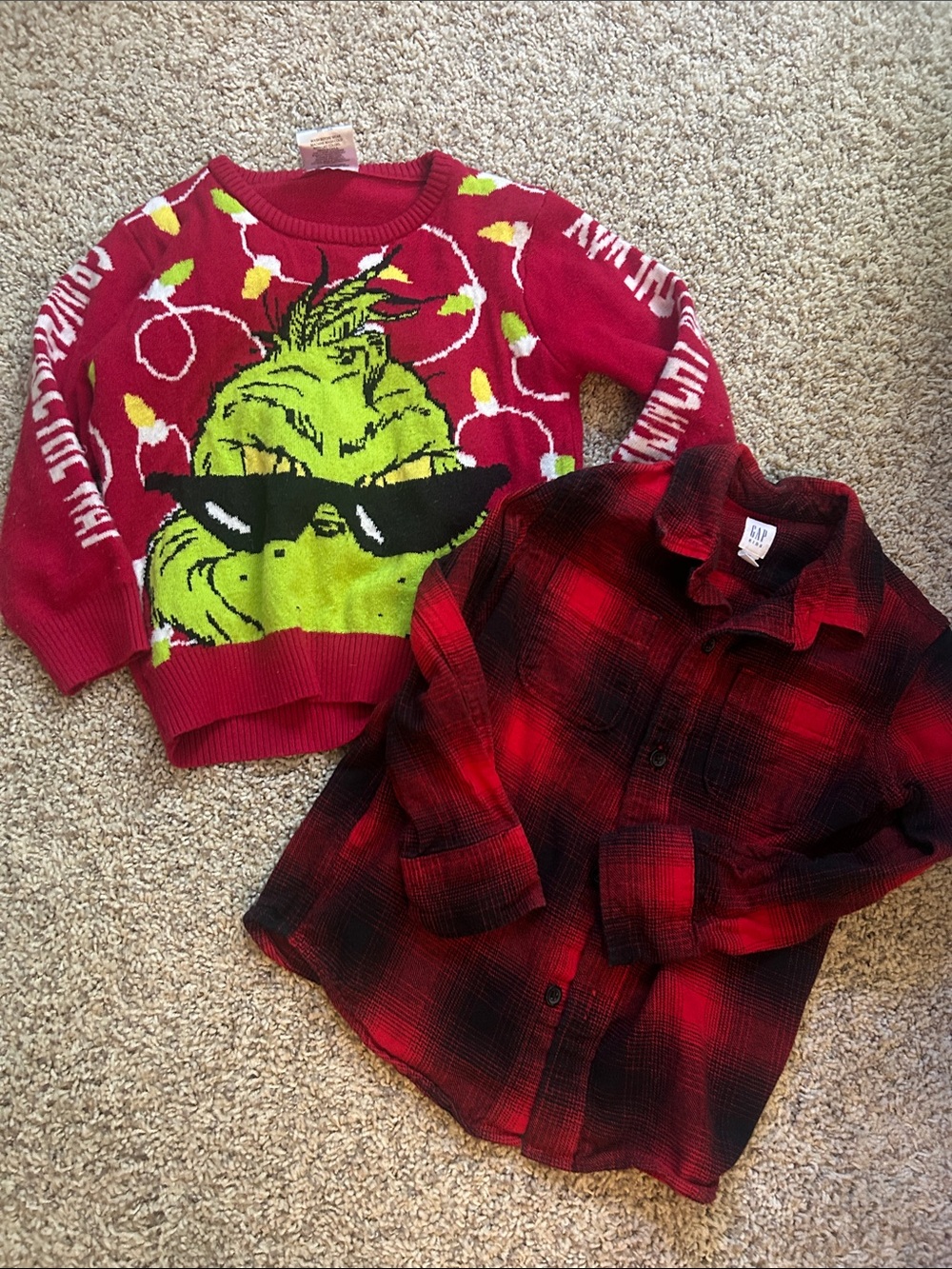 Christmas grinch sweater and button up